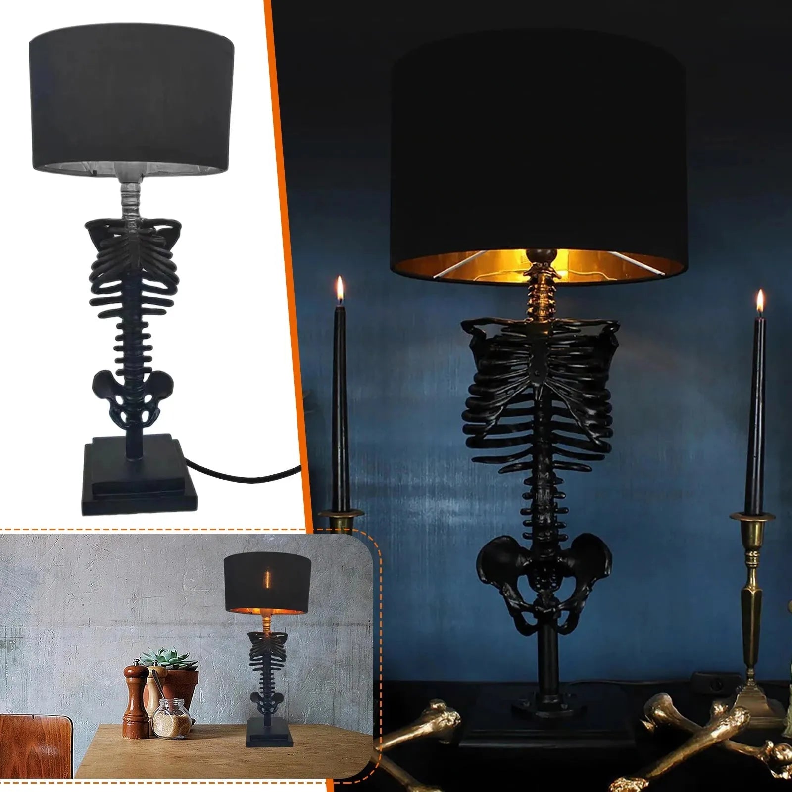 Nokmo | Gothic Skeleton Table Lamp | Handmade Art Design