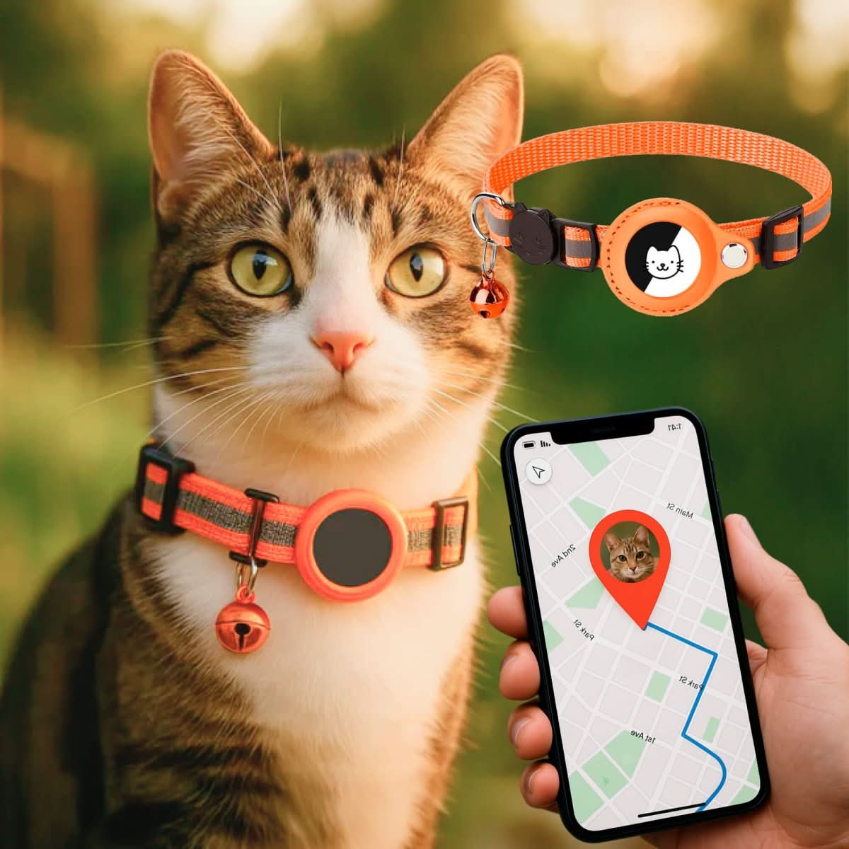 Nokmo | GPS Collar for Cats with Reflective Design