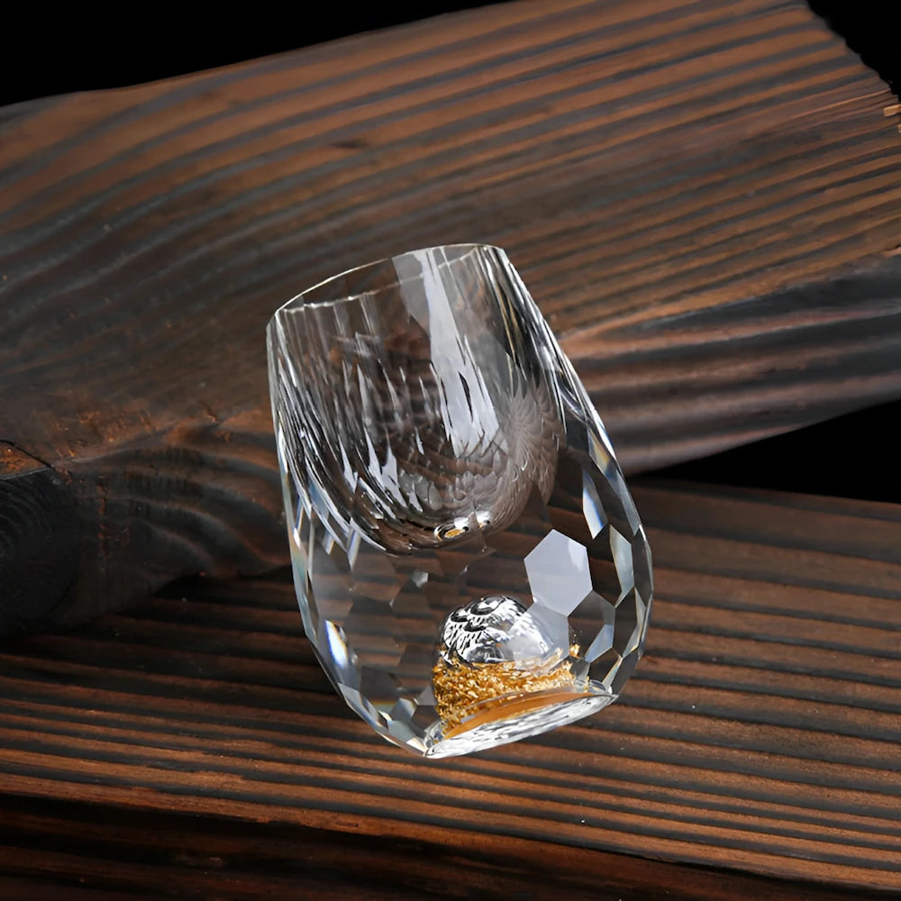 Nokmo | Handmade Crystal Glasses with Gold Flakes – 2-Pack for Whisky