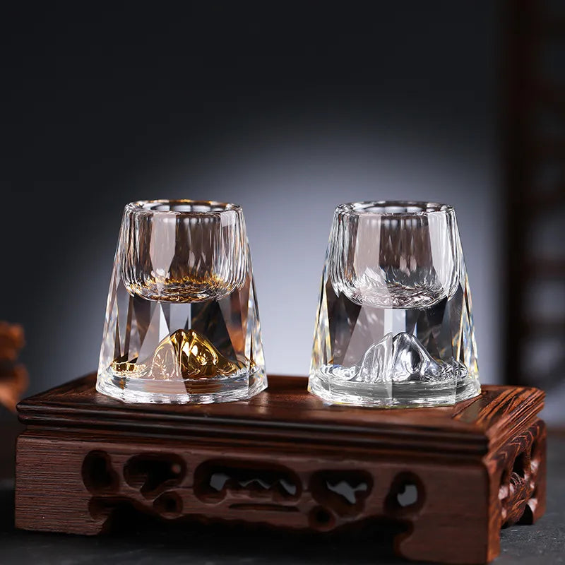 Nokmo | Handmade Crystal Glasses with Gold Flakes – 2-Pack for Whisky