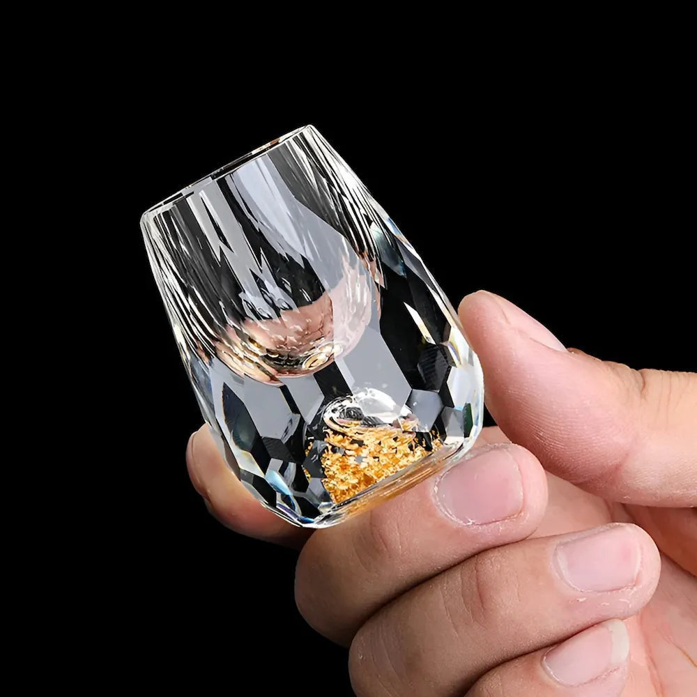 Nokmo | Handmade Crystal Glasses with Gold Flakes – 2-Pack for Whisky