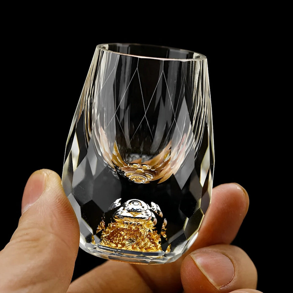 Nokmo | Handmade Crystal Glasses with Gold Flakes – 2-Pack for Whisky