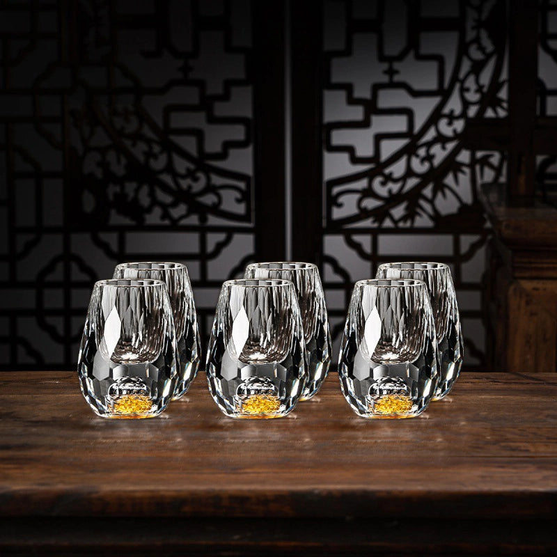 Nokmo | Handmade Crystal Glasses with Gold Flakes – 2-Pack for Whisky