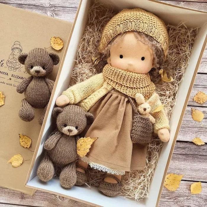 Nokmo | Handmade Waldorf Doll "Poppi" | 35cm | Organic Cotton & Hypoallergenic Textiles | Educational Toy | Sensory Stimulation