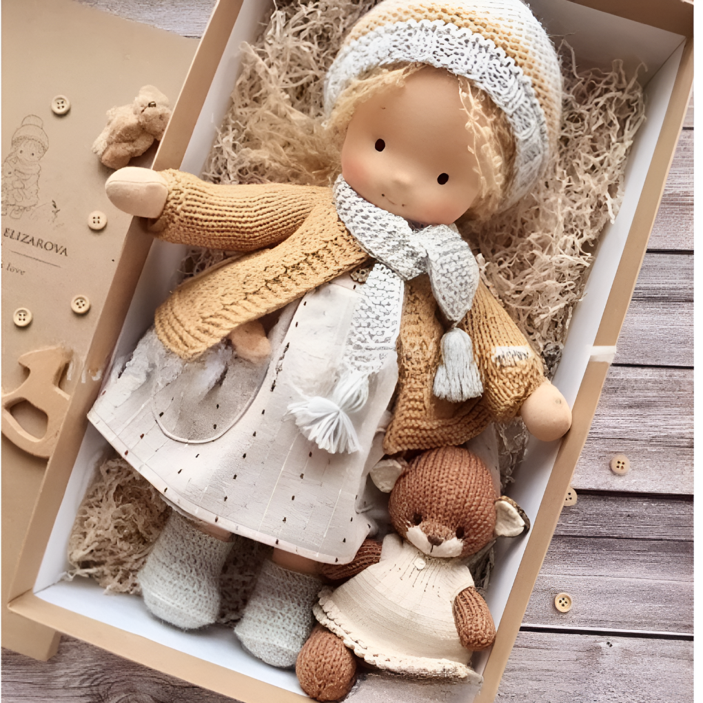 Nokmo | Handmade Waldorf Doll — Toy Dress Made of Knit Fabric