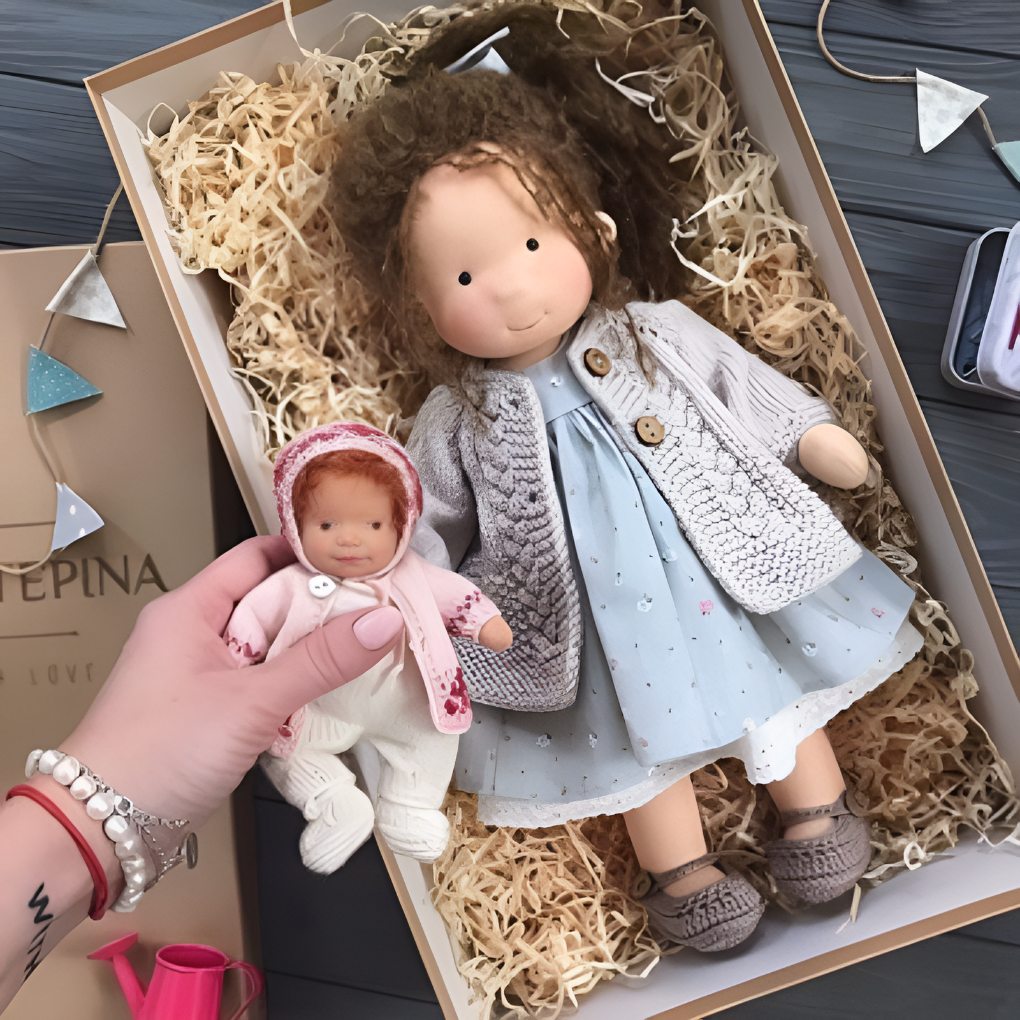 Nokmo | Handmade Waldorf Doll — Toy Dress Made of Knit Fabric