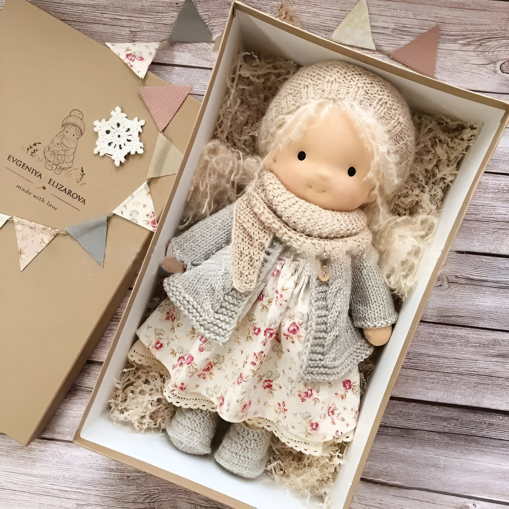 Nokmo | Handmade Waldorf Doll — Toy Dress Made of Knit Fabric