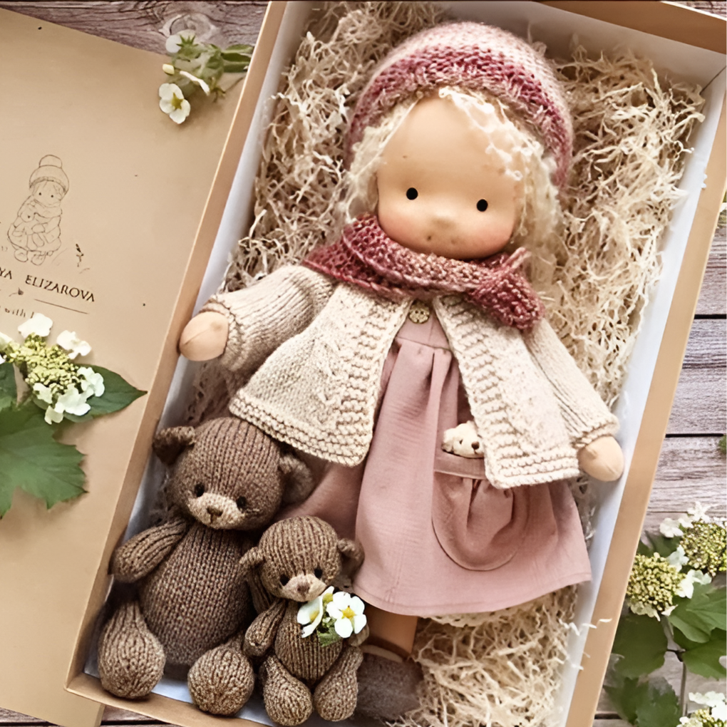 Nokmo | Handmade Waldorf Doll — Toy Dress Made of Knit Fabric