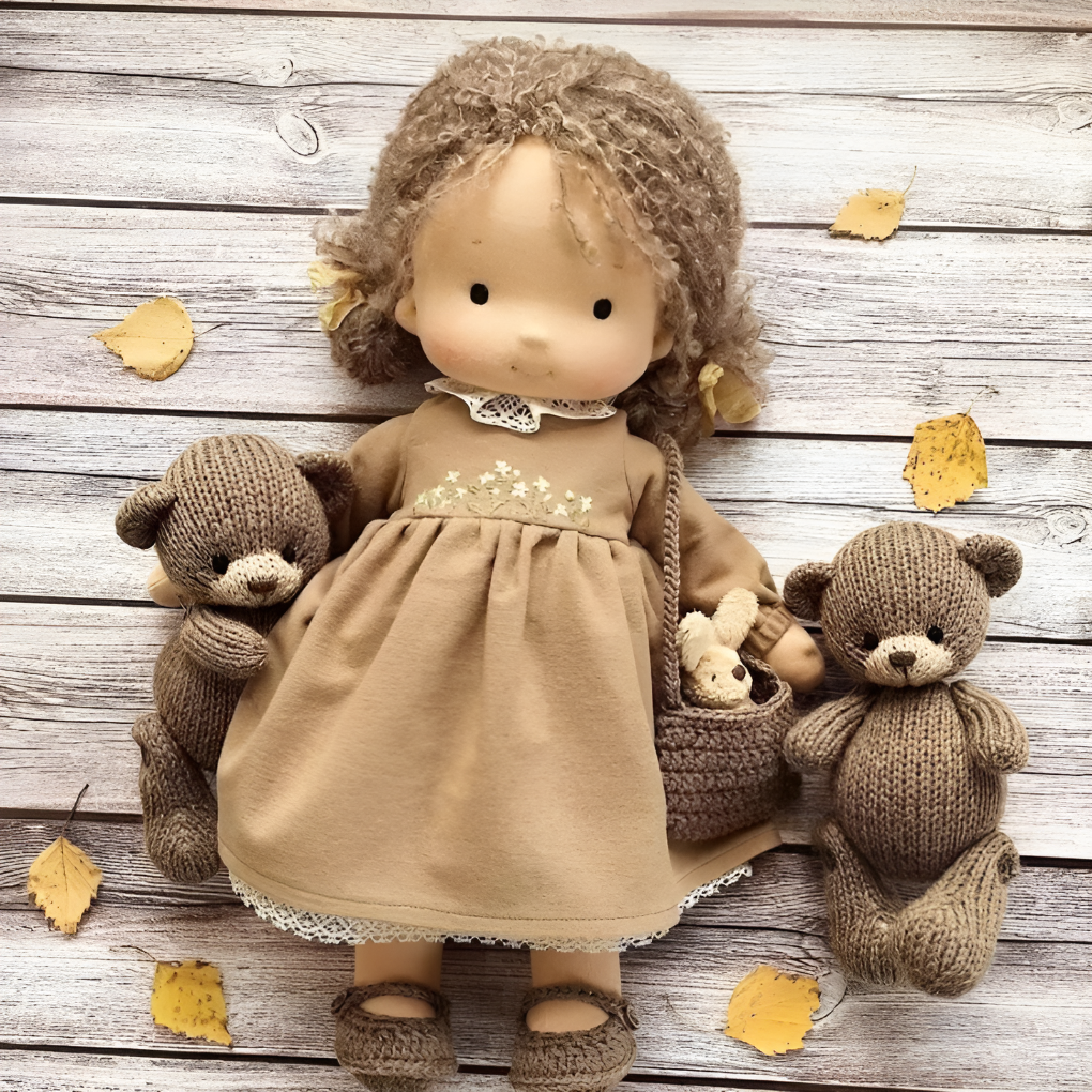 Nokmo | Handmade Waldorf Doll — Toy Dress Made of Knit Fabric