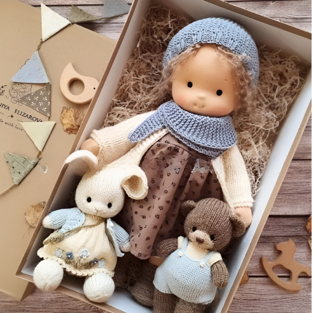 Nokmo | Handmade Waldorf Doll — Toy Dress Made of Knit Fabric