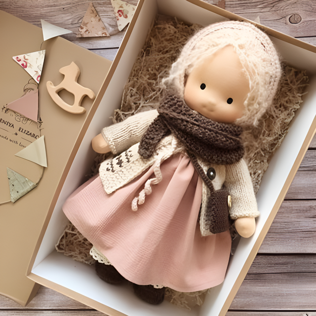 Nokmo | Handmade Waldorf Doll — Toy Dress Made of Knit Fabric