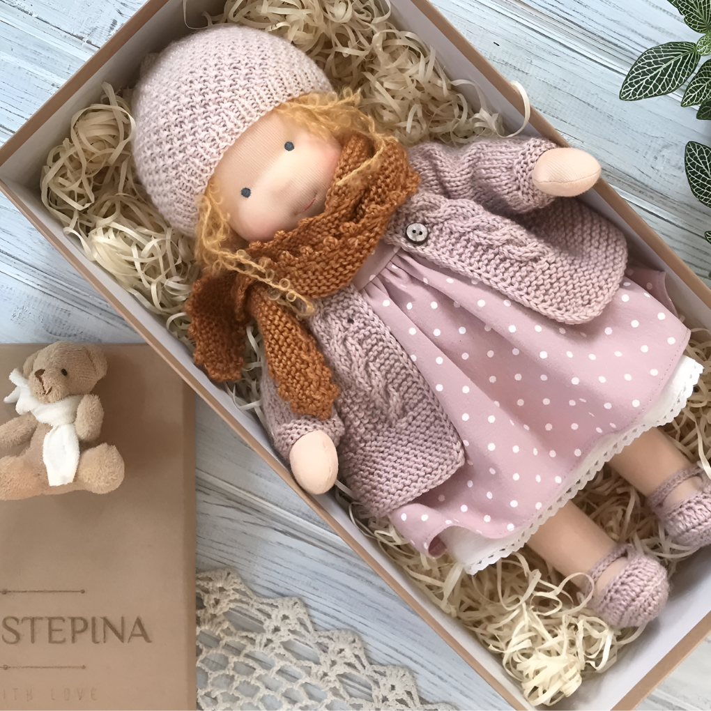 Nokmo | Handmade Waldorf Doll — Toy Dress Made of Knit Fabric
