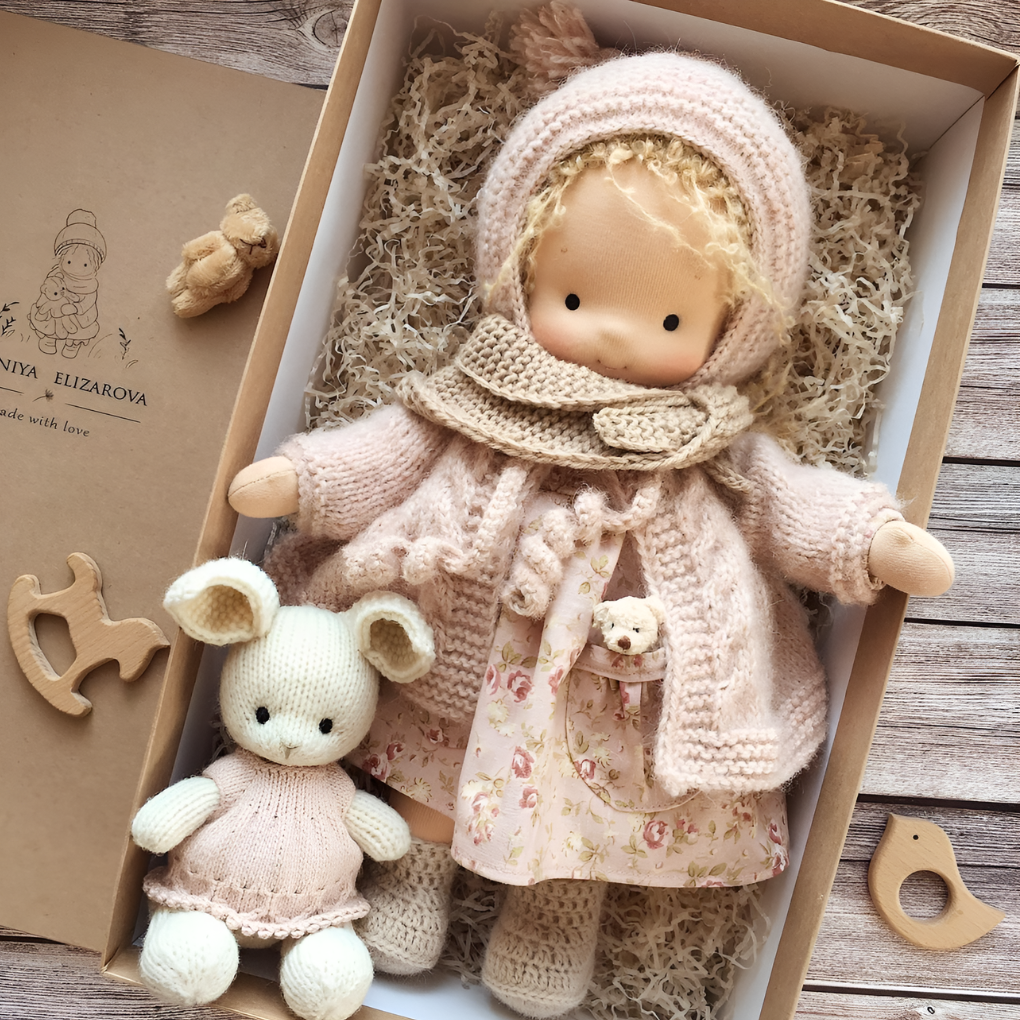 Nokmo | Handmade Waldorf Doll — Toy Dress Made of Knit Fabric