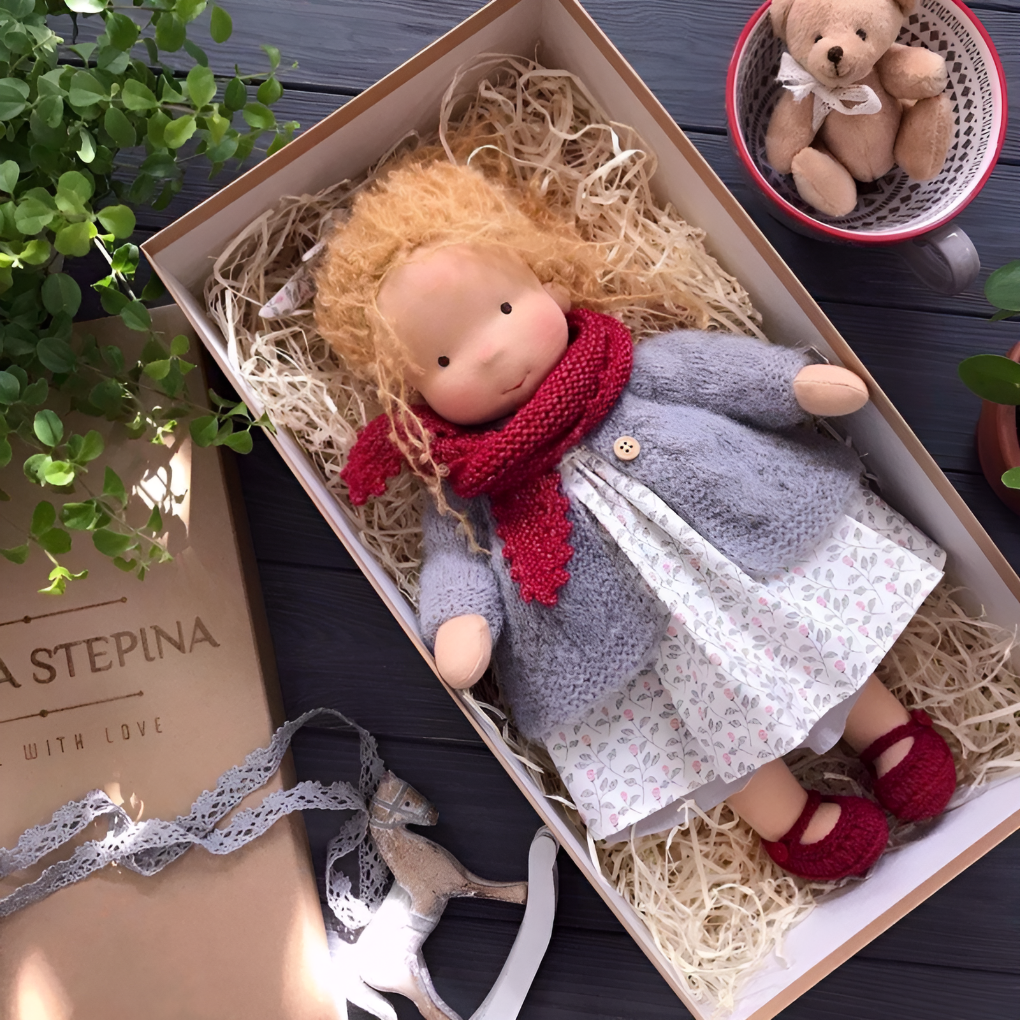 Nokmo | Handmade Waldorf Doll — Toy Dress Made of Knit Fabric
