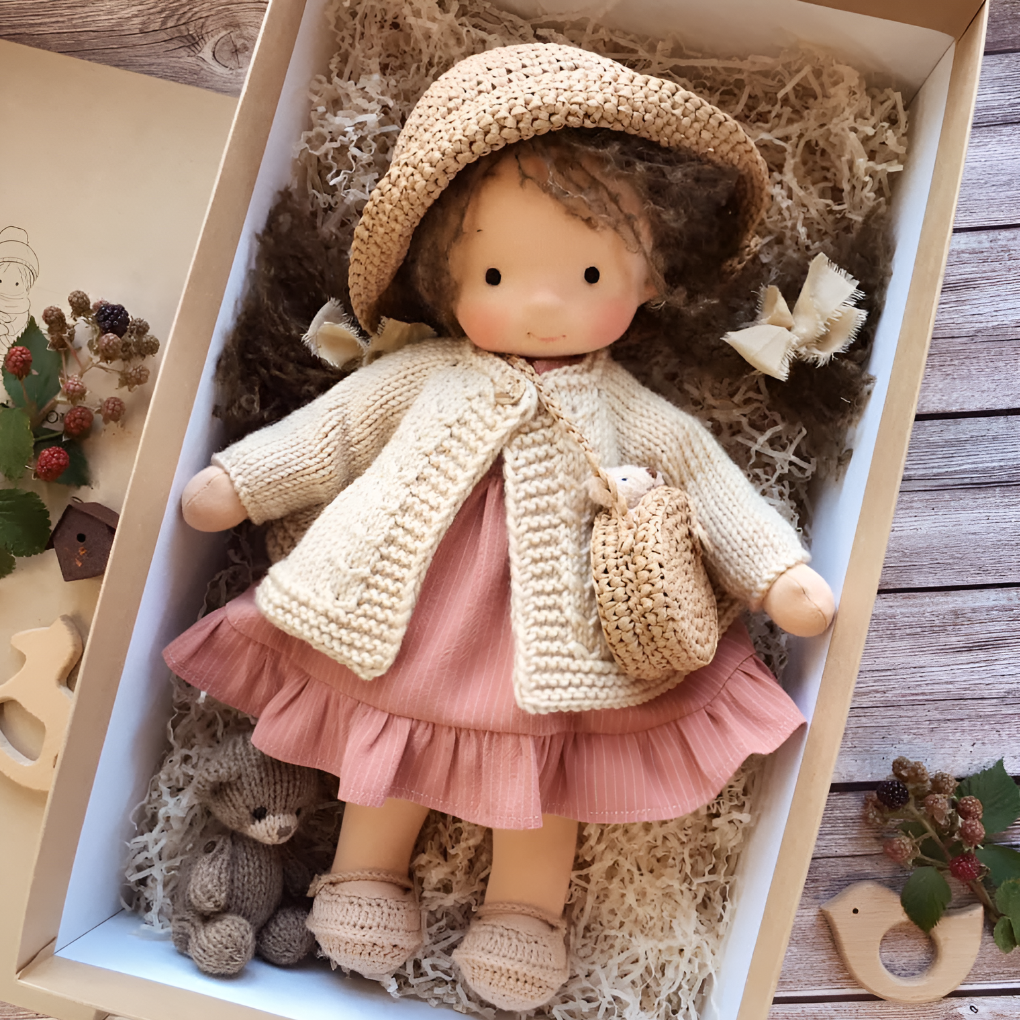 Nokmo | Handmade Waldorf Doll — Toy Dress Made of Knit Fabric