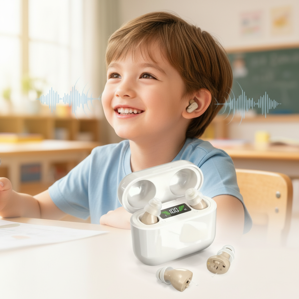 Nokmo | HearPro ITC Hearing Amplifier Set | Rechargeable | Intelligent Noise Cancellation | In-Ear Design (Discreet) | 20 Hours Battery Life | Includes Mobile Charging Case