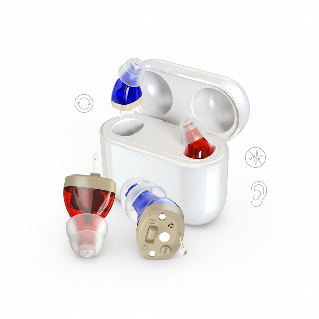 Nokmo | HearPro ITC Hearing Amplifier Set | Rechargeable | Intelligent Noise Cancellation | In-Ear Design (Discreet) | 20 Hours Battery Life | Includes Mobile Charging Case