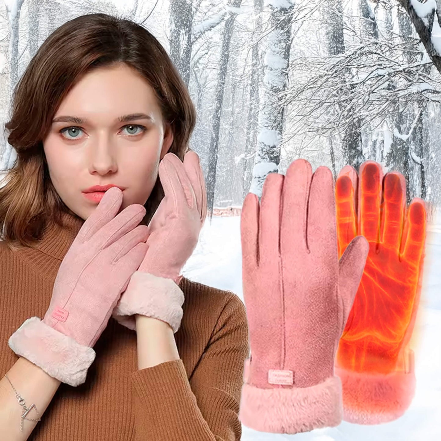 Nokmo | Heated Gloves for Women UK – Ladies Thermal Waterproof Winter Gloves with Touch Screen & USB Rechargeable Warm Design