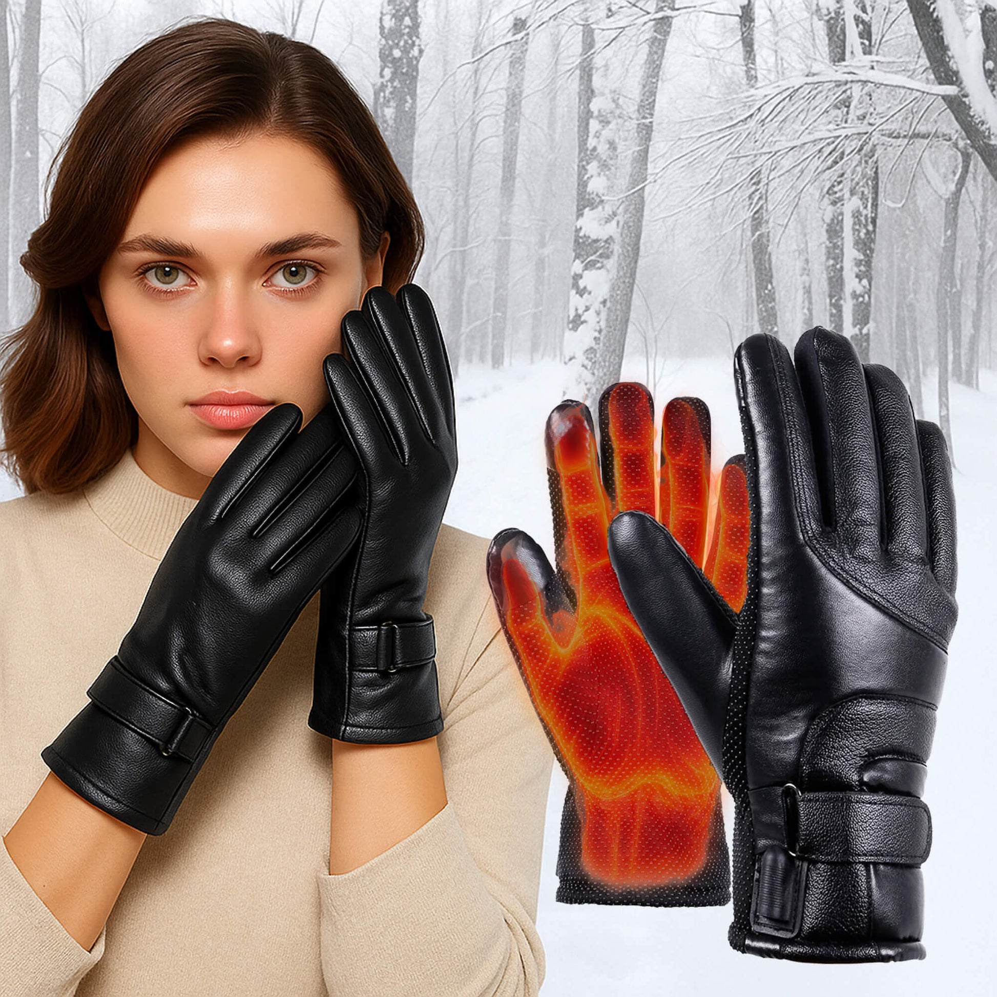 Nokmo | Heated Gloves for Women UK – Ladies Thermal Waterproof Winter Gloves with Touch Screen & USB Rechargeable Warm Design