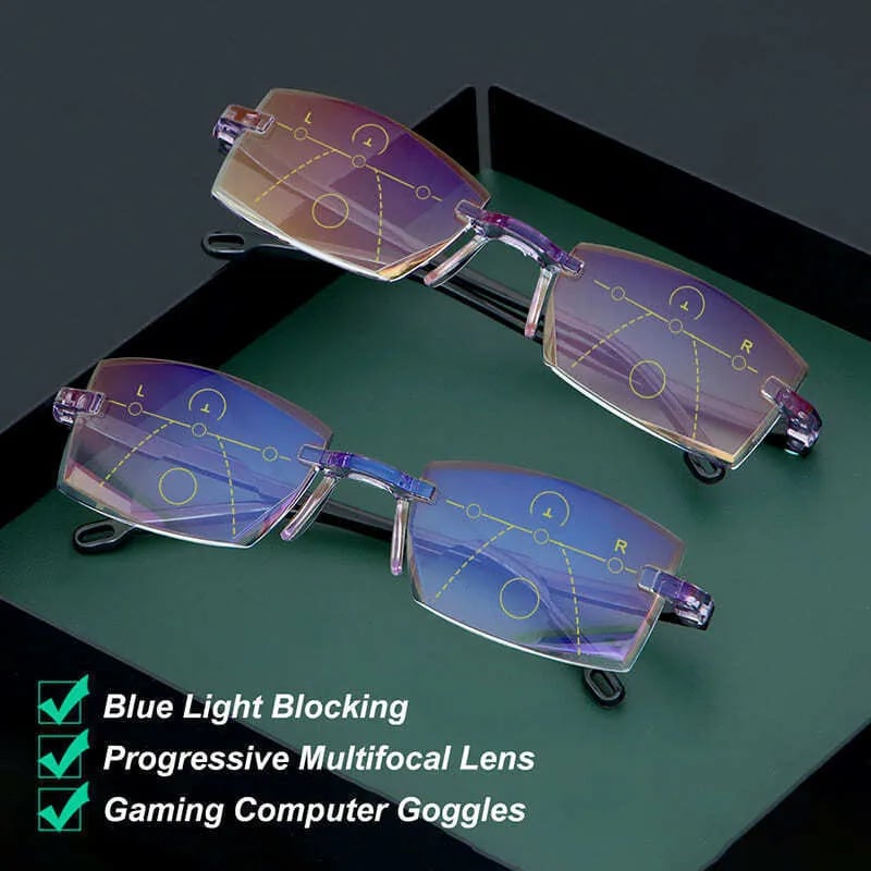 Nokmo | High Hardness Anti-Blue Progressive Distance and Near Range Dual-Use Reading Glasses