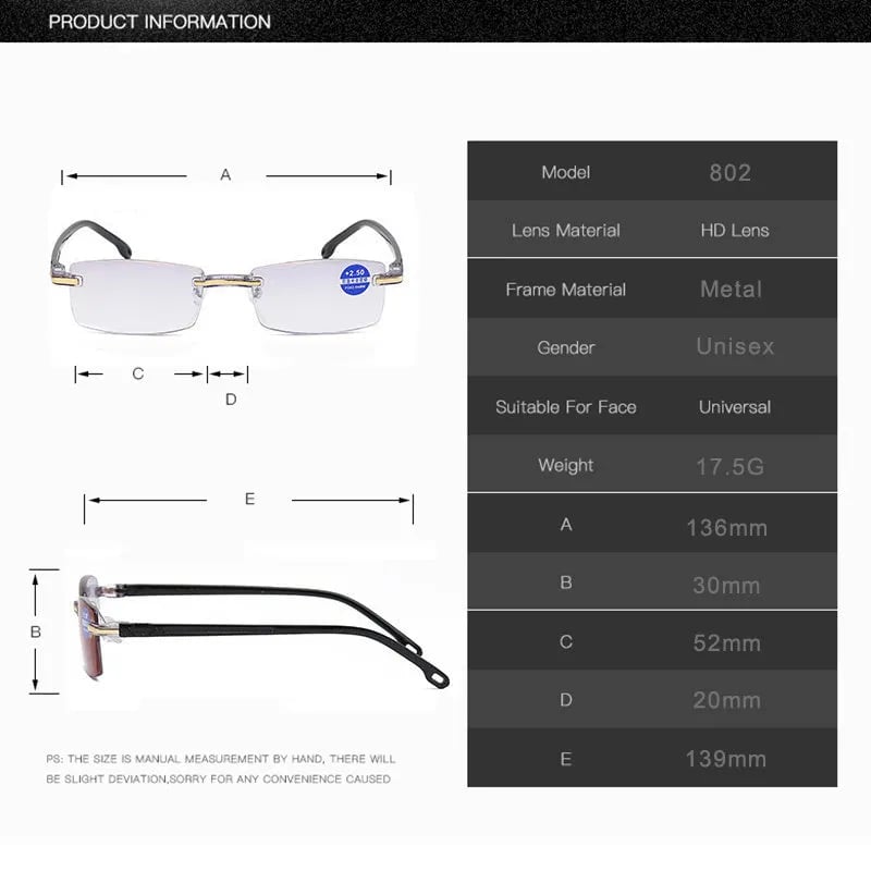 Nokmo | High Hardness Anti-Blue Progressive Distance and Near Range Dual-Use Reading Glasses