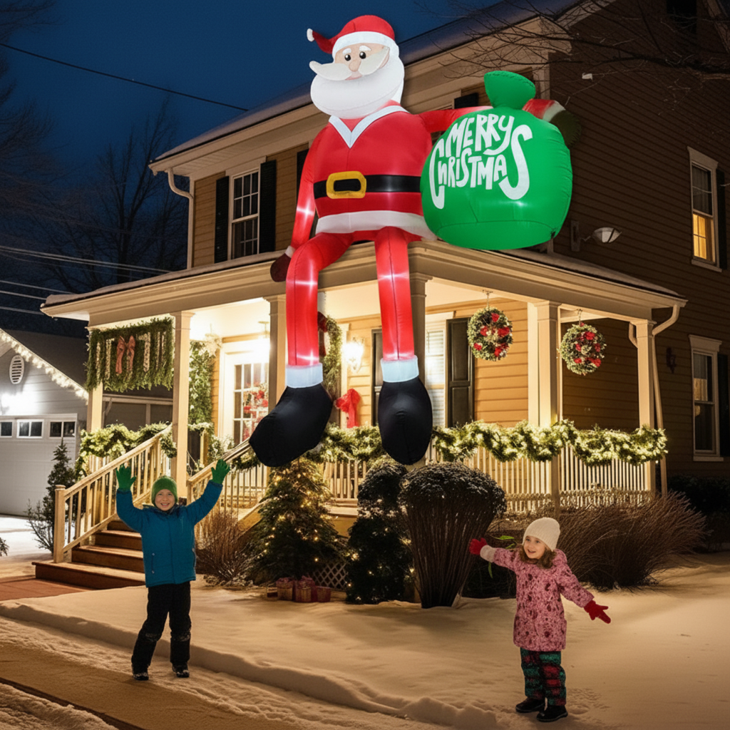 Nokmo | Inflatable LED Climbing Santa Claus | 2.4 m Tall | Outdoor