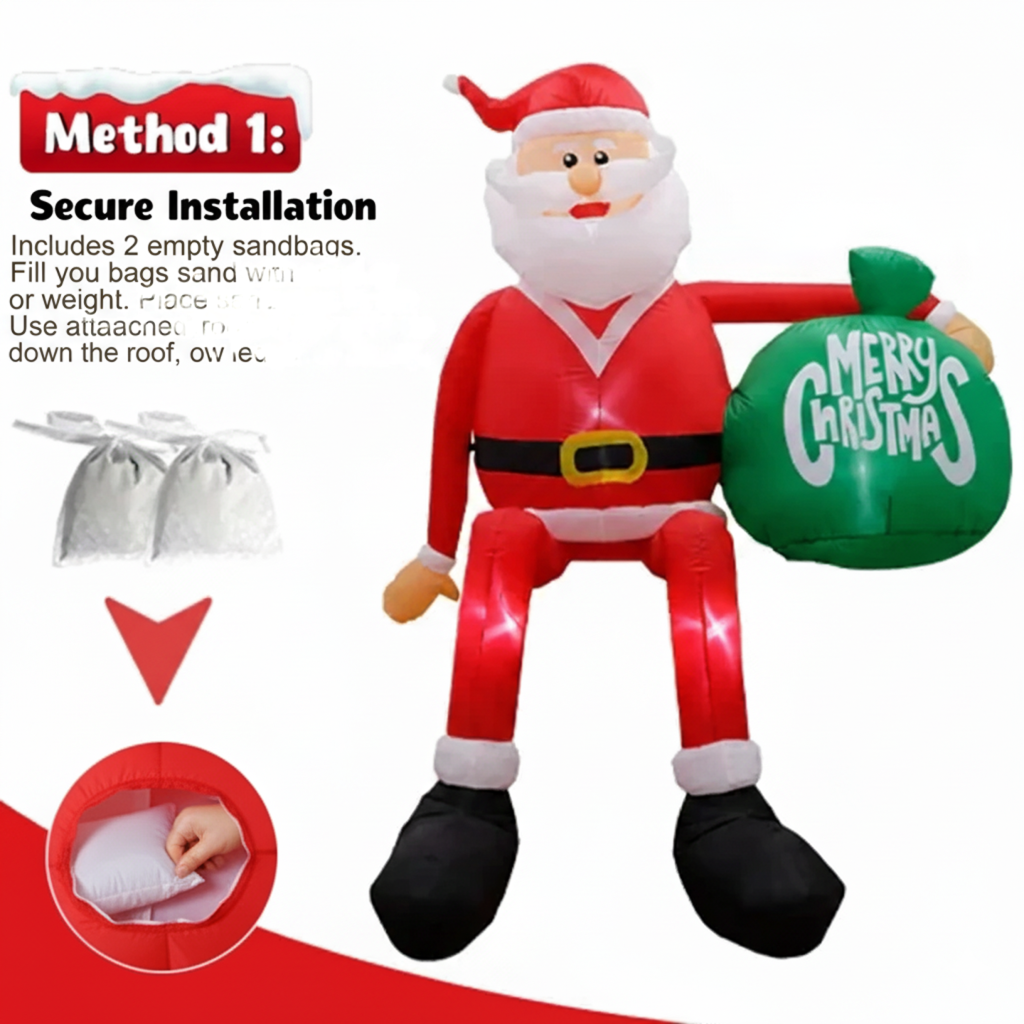 Nokmo | Inflatable LED Climbing Santa Claus | 2.4 m Tall | Outdoor