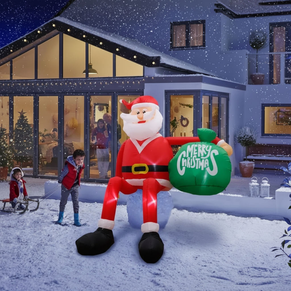 Nokmo | Inflatable LED Climbing Santa Claus | 2.4 m Tall | Outdoor