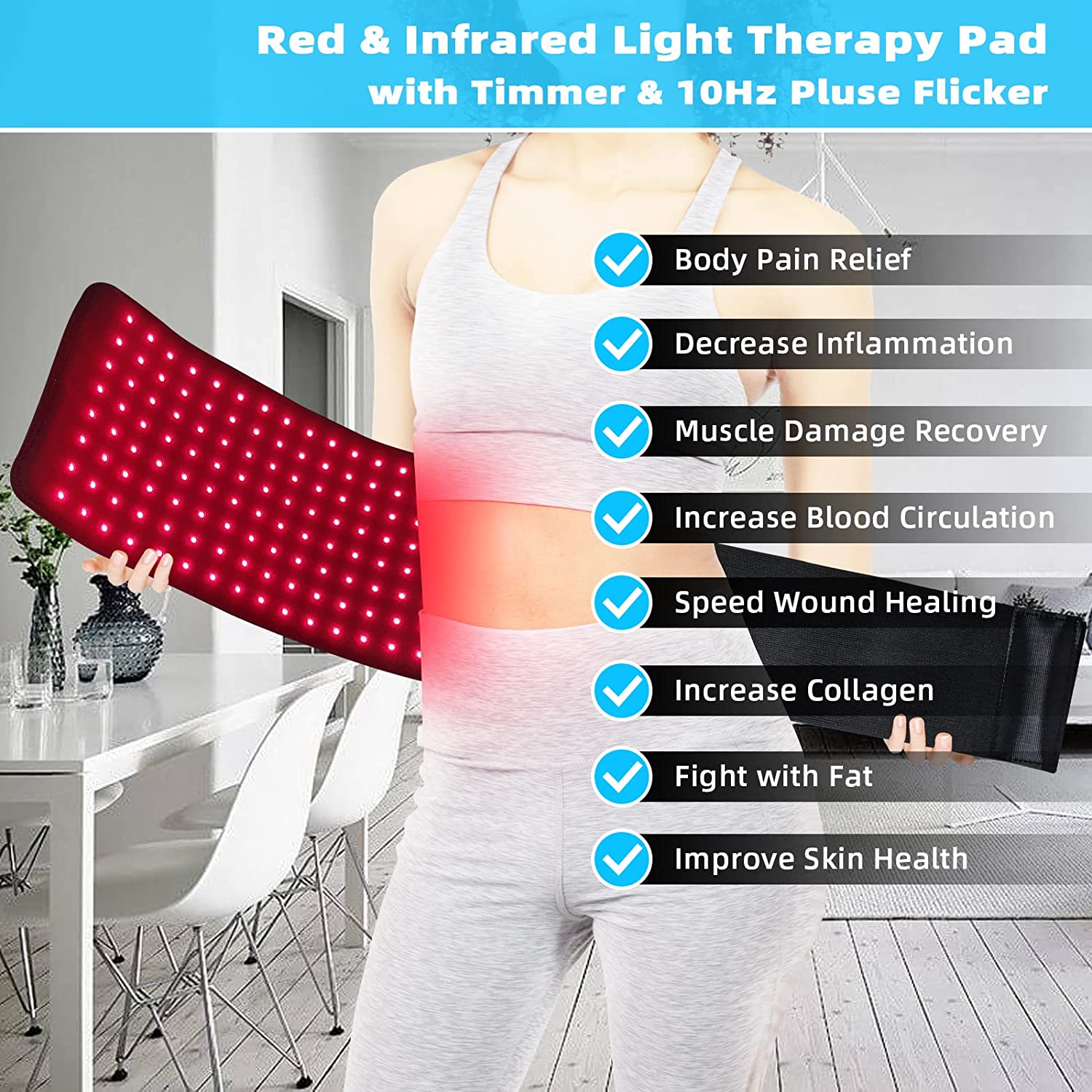 Nokmo | Infrared Light Therapy Pad Belt – Medical Quality Pain Relief for Back and Muscles