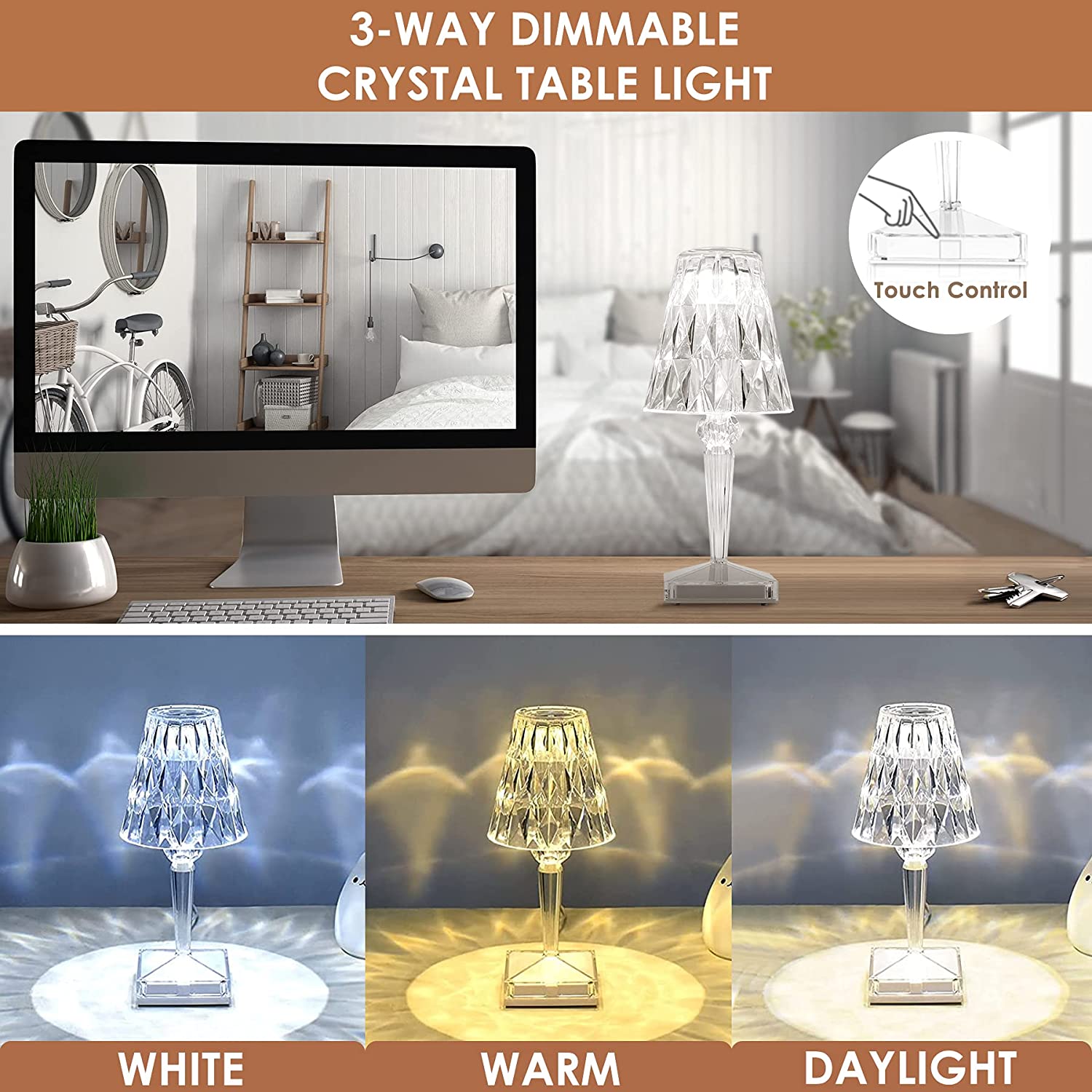 Nokmo | LED Crystal Table Lamp | Elegant Diamond Design