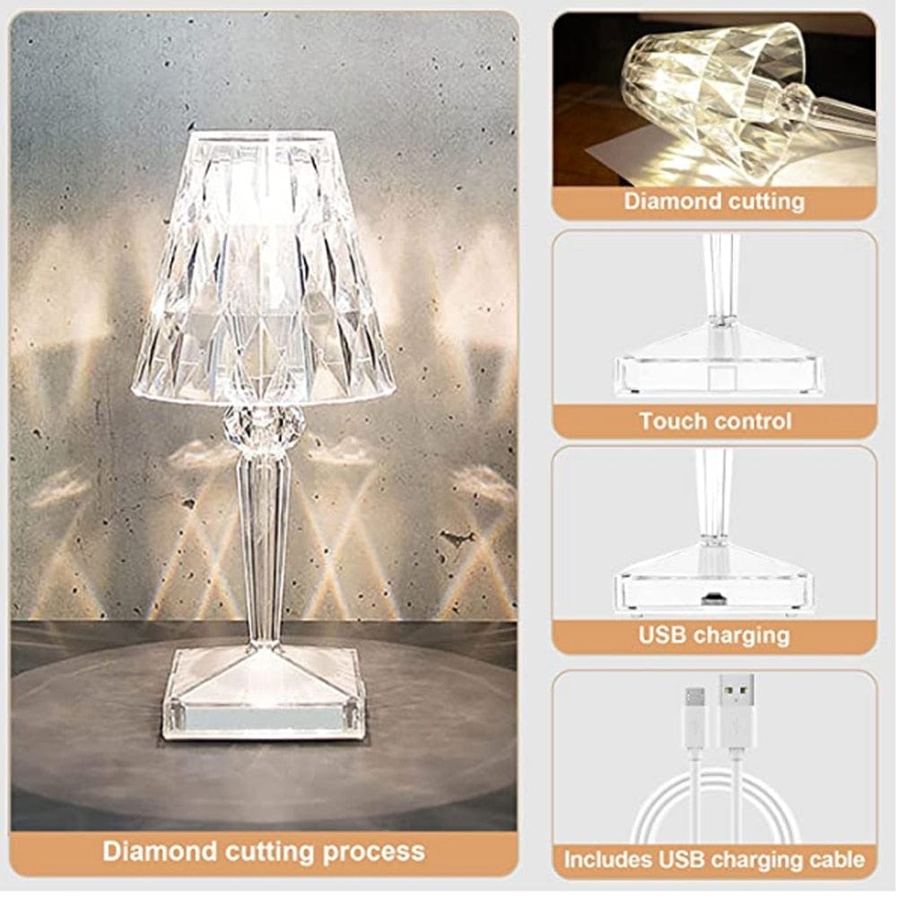 Nokmo | LED Crystal Table Lamp | Elegant Diamond Design