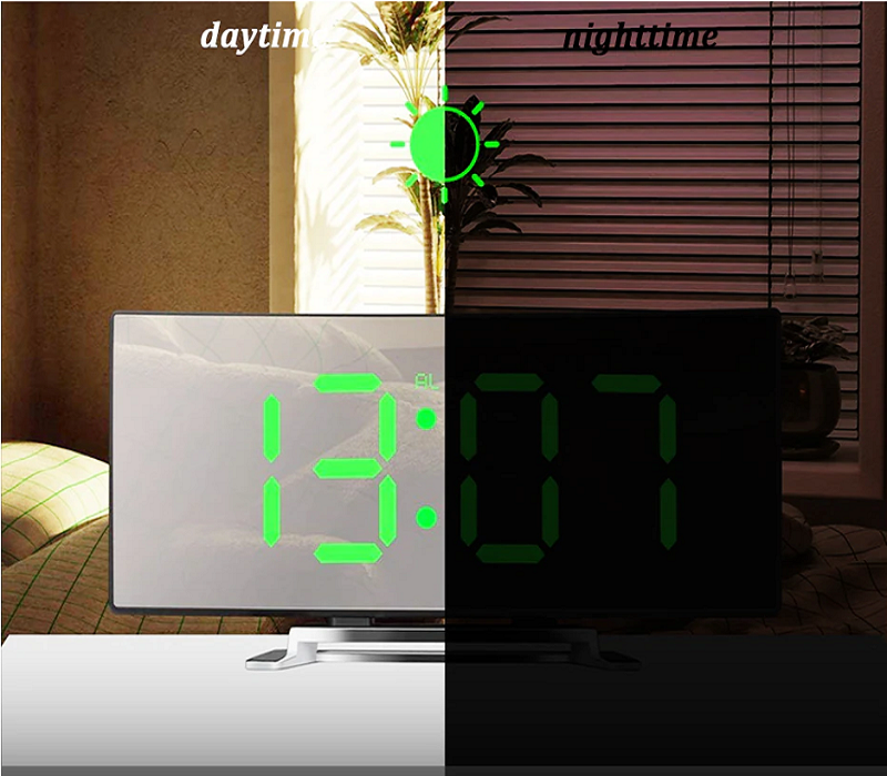 Nokmo | LED Lighting Large Digital Display | Curved LED Digital Alarm Clock - Amedea