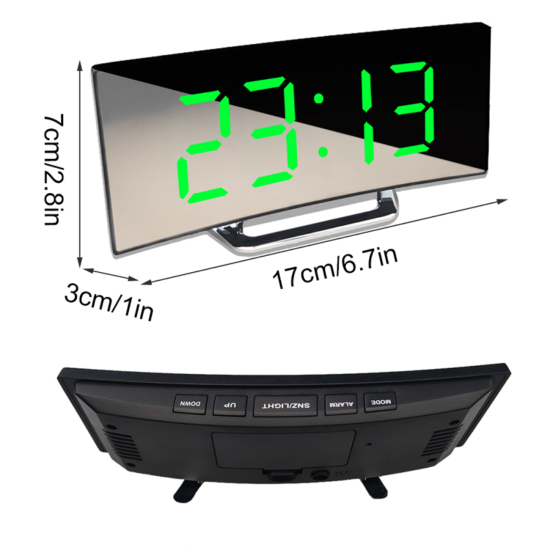 Nokmo | LED Lighting Large Digital Display | Curved LED Digital Alarm Clock - Amedea