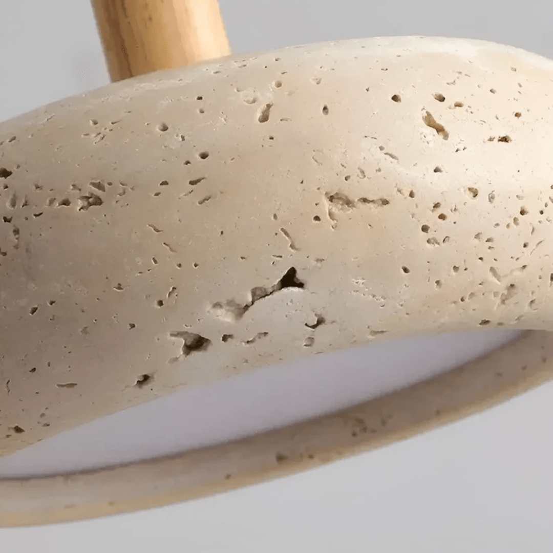 Nokmo | LED Retro Ceiling Light made of Wood & Stone for a Calming Atmosphere