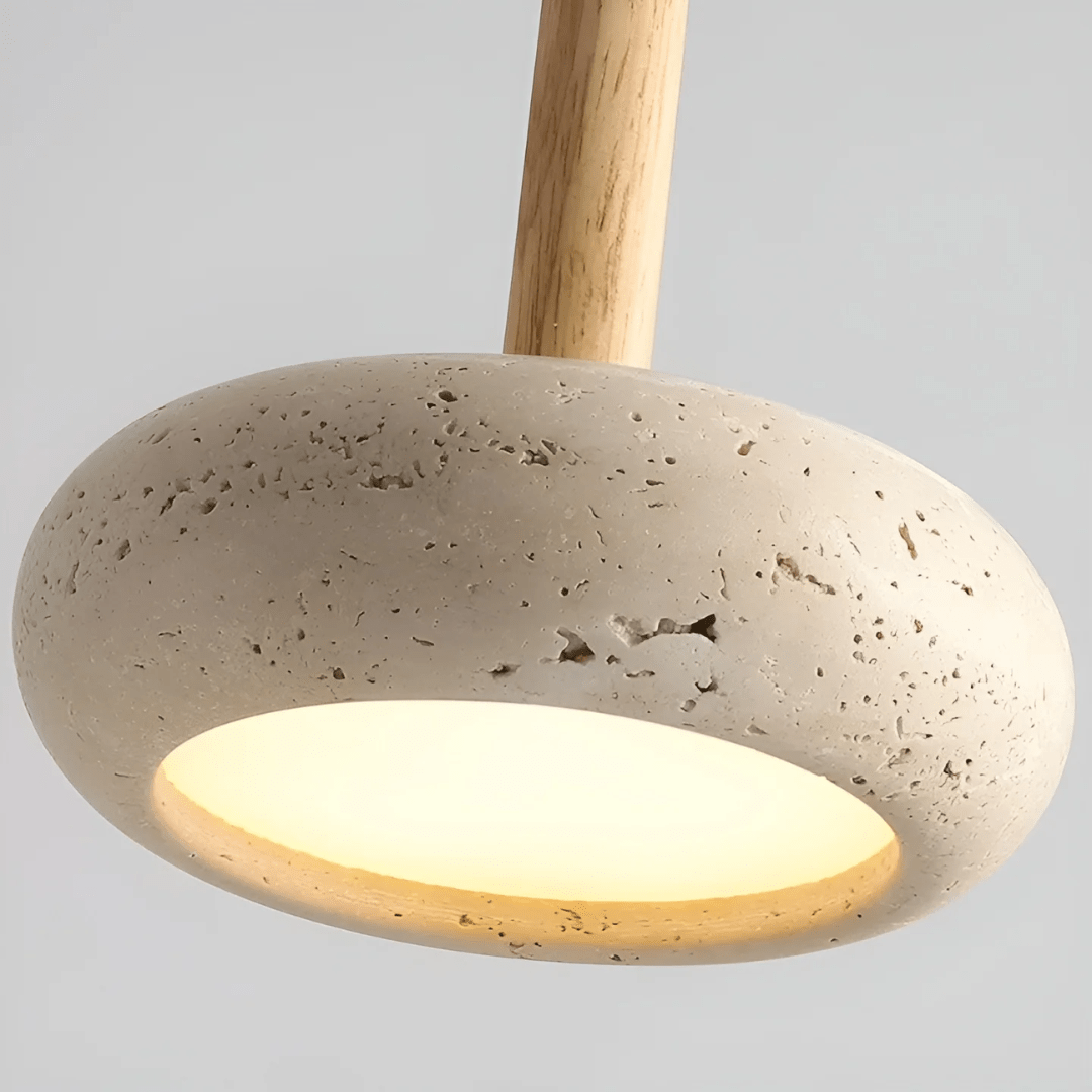 Nokmo | LED Retro Ceiling Light made of Wood & Stone for a Calming Atmosphere