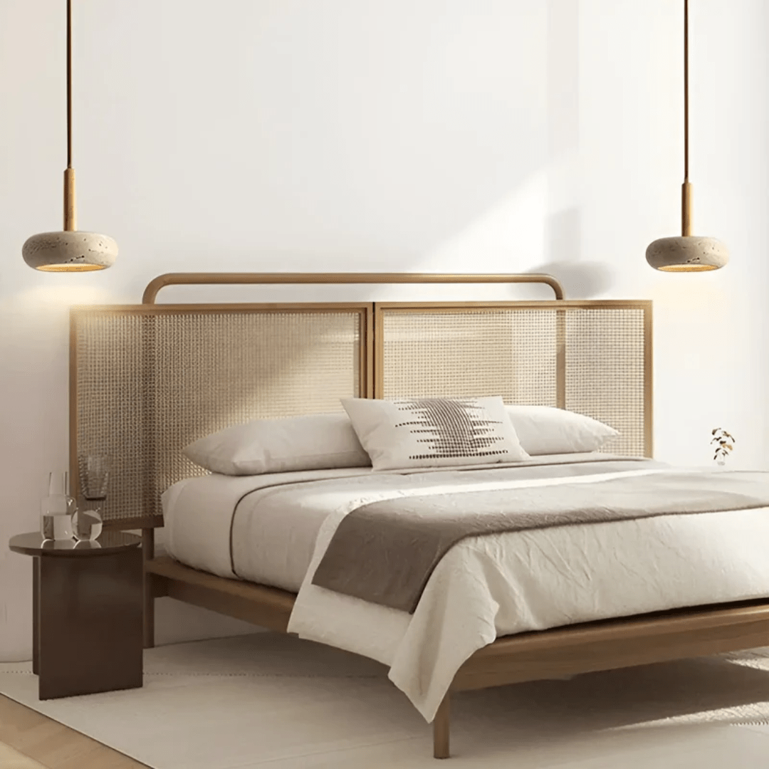 Nokmo | LED Retro Ceiling Light made of Wood & Stone for a Calming Atmosphere