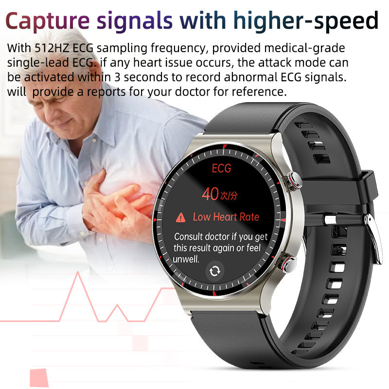 Nokmo | Medical EKG Smartwatch | CFDA Certified | 512Hz High-Precision Biosensor | SpO2 & Heart Rate Monitoring | AI-Based Breathing Analysis | IP67 Waterproof