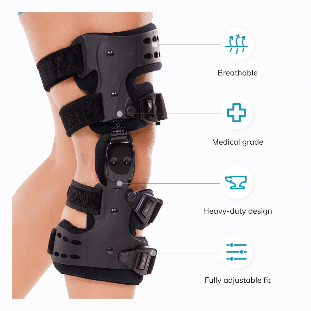 Nokmo | Medical OA Offloading Knee Brace | Unicompartimental Osteoarthritis Orthosis | Varus/Valgus Correction & ROM Control | Medial & Lateral Offloading | Adjustable Range of Motion