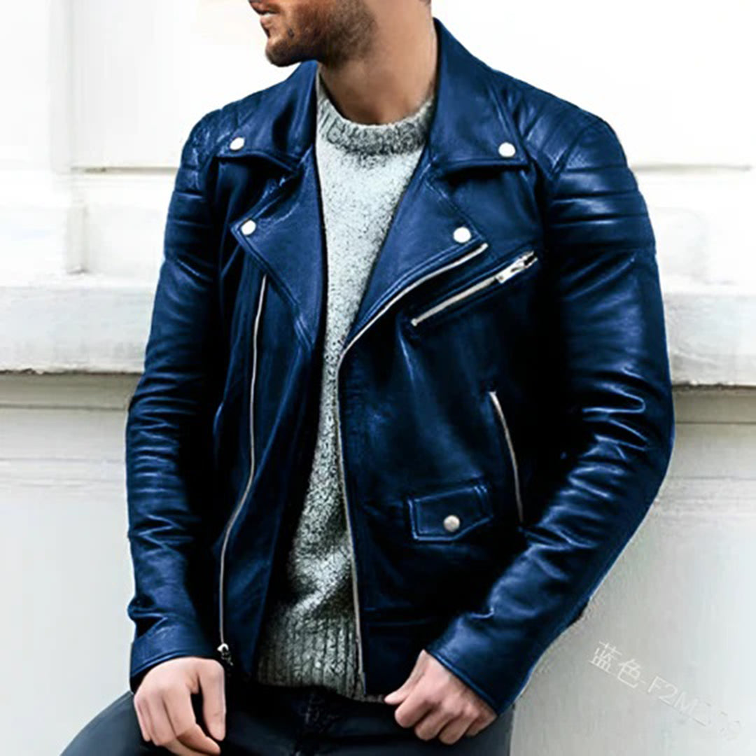 Nokmo | Men's Biker Jacket with Asymmetrical Zip