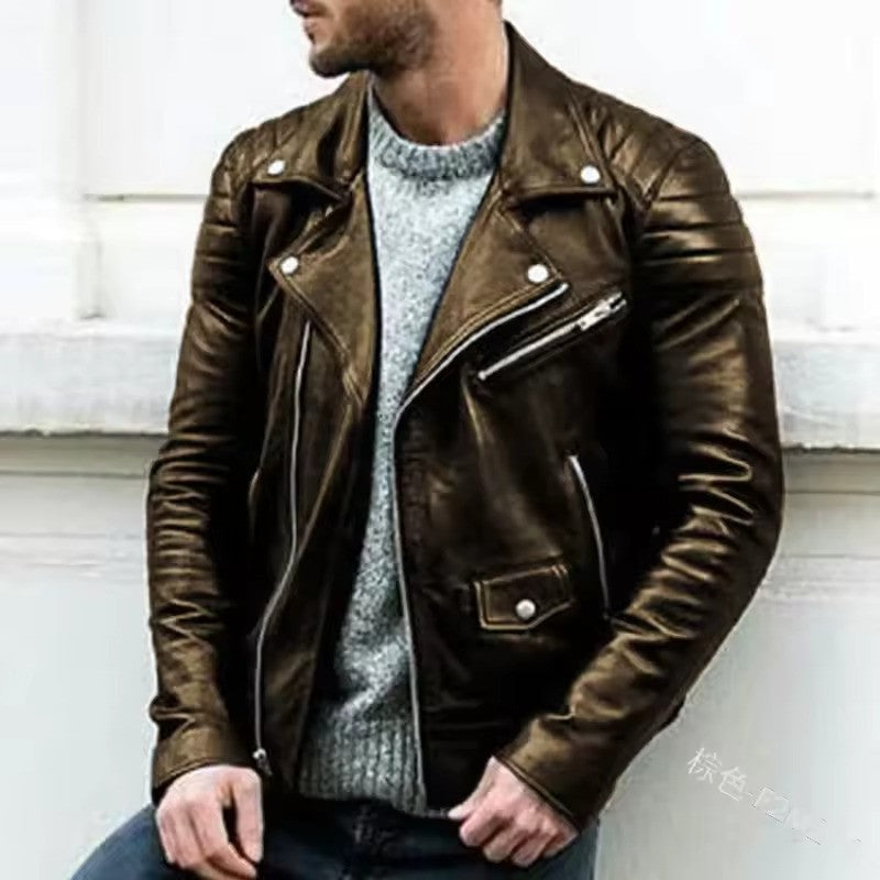 Nokmo | Men's Biker Jacket with Asymmetrical Zip
