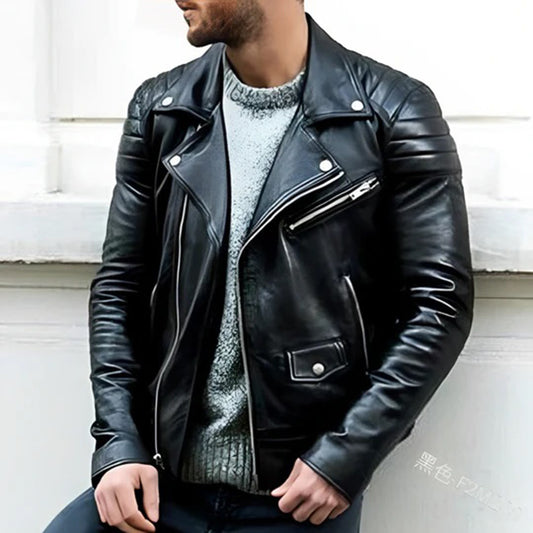Nokmo | Men's Biker Jacket with Asymmetrical Zip
