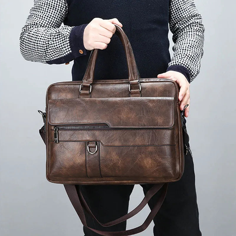 Nokmo | Men's Briefcase Satchel with Zip Pocket