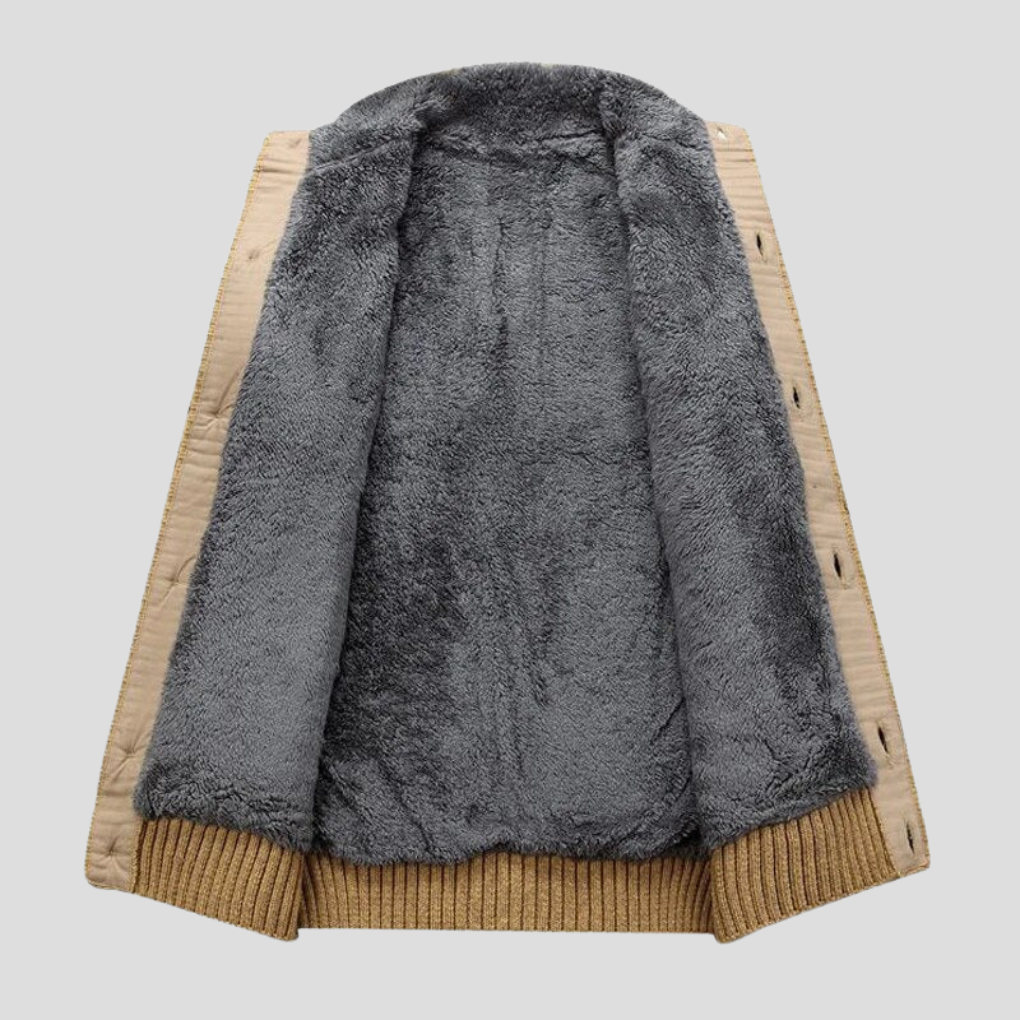 Nokmo | Men's Cable Knit Cardigan with Plush Lining