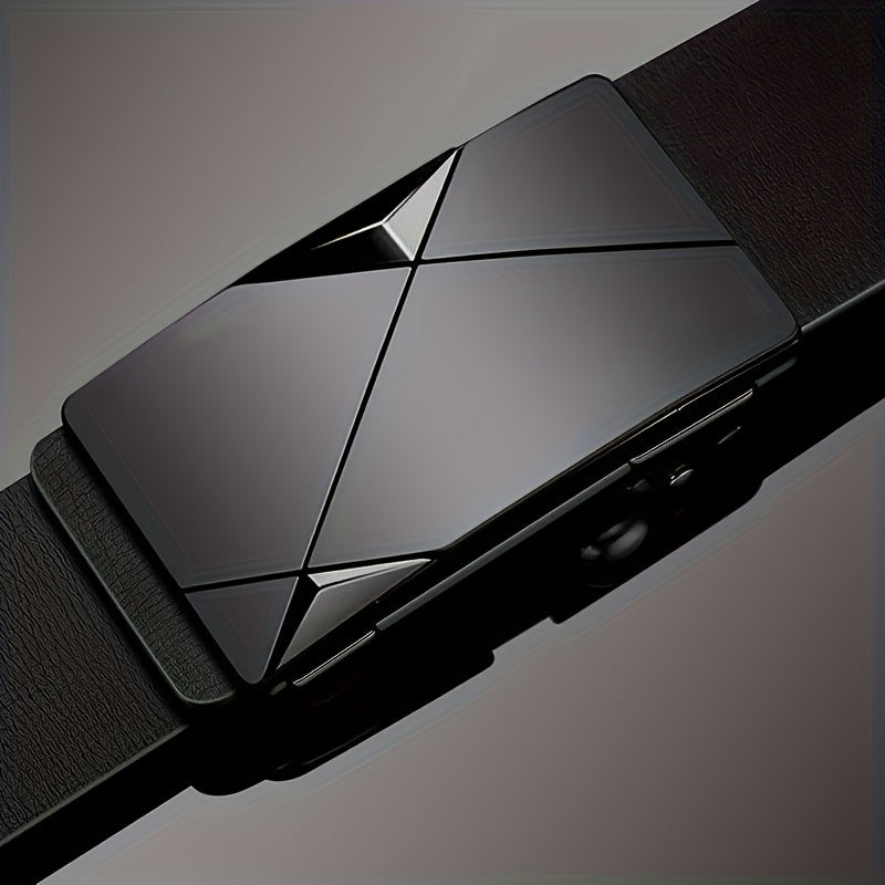 Nokmo | Men’s Genuine Leather Belt with Automatic Buckle – Classic Adjustable Cowhide Waist Belt