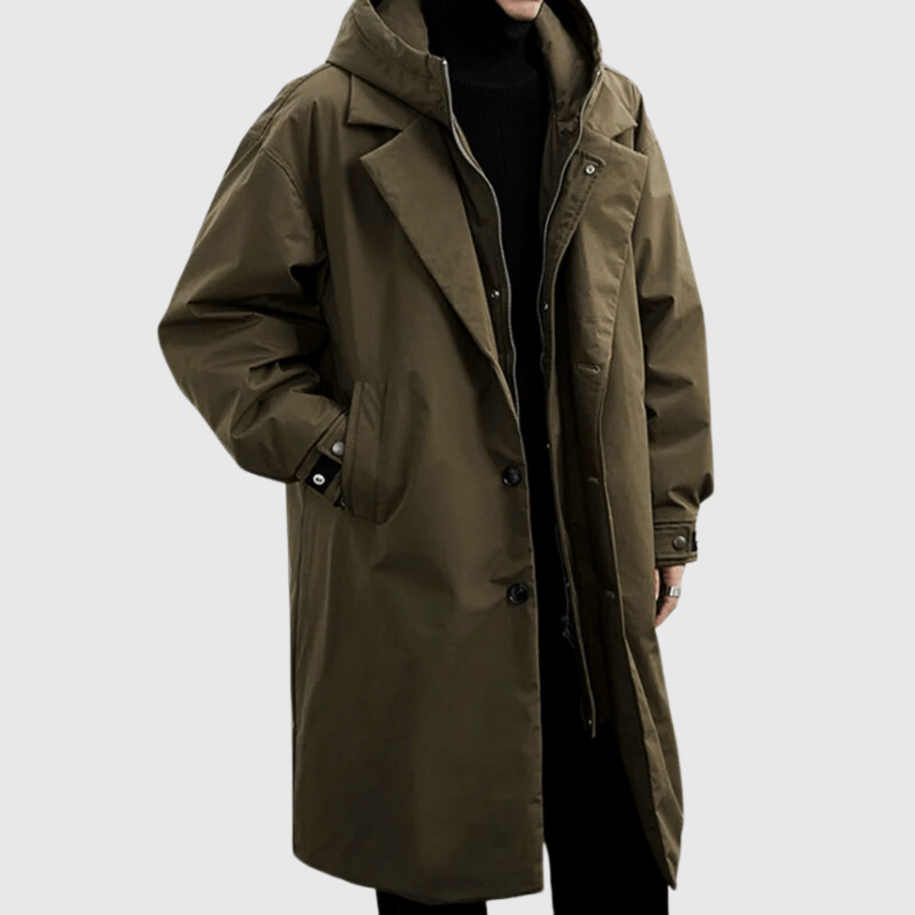 Nokmo | Men's Hooded Trench Coat with Storm Flap