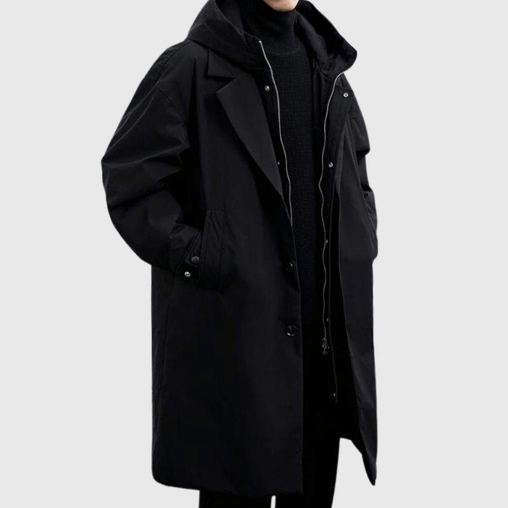 Nokmo | Men's Hooded Trench Coat with Storm Flap