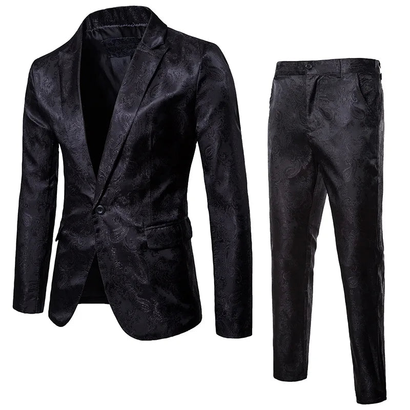 Nokmo | Men's Jacquard Suit Set with Paisley Pattern