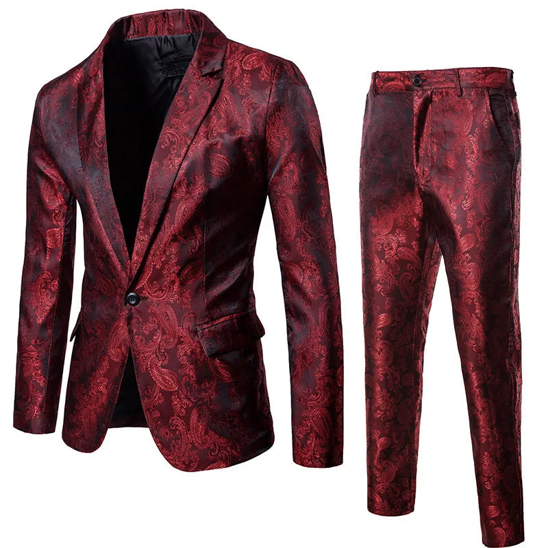 Nokmo | Men's Jacquard Suit Set with Paisley Pattern