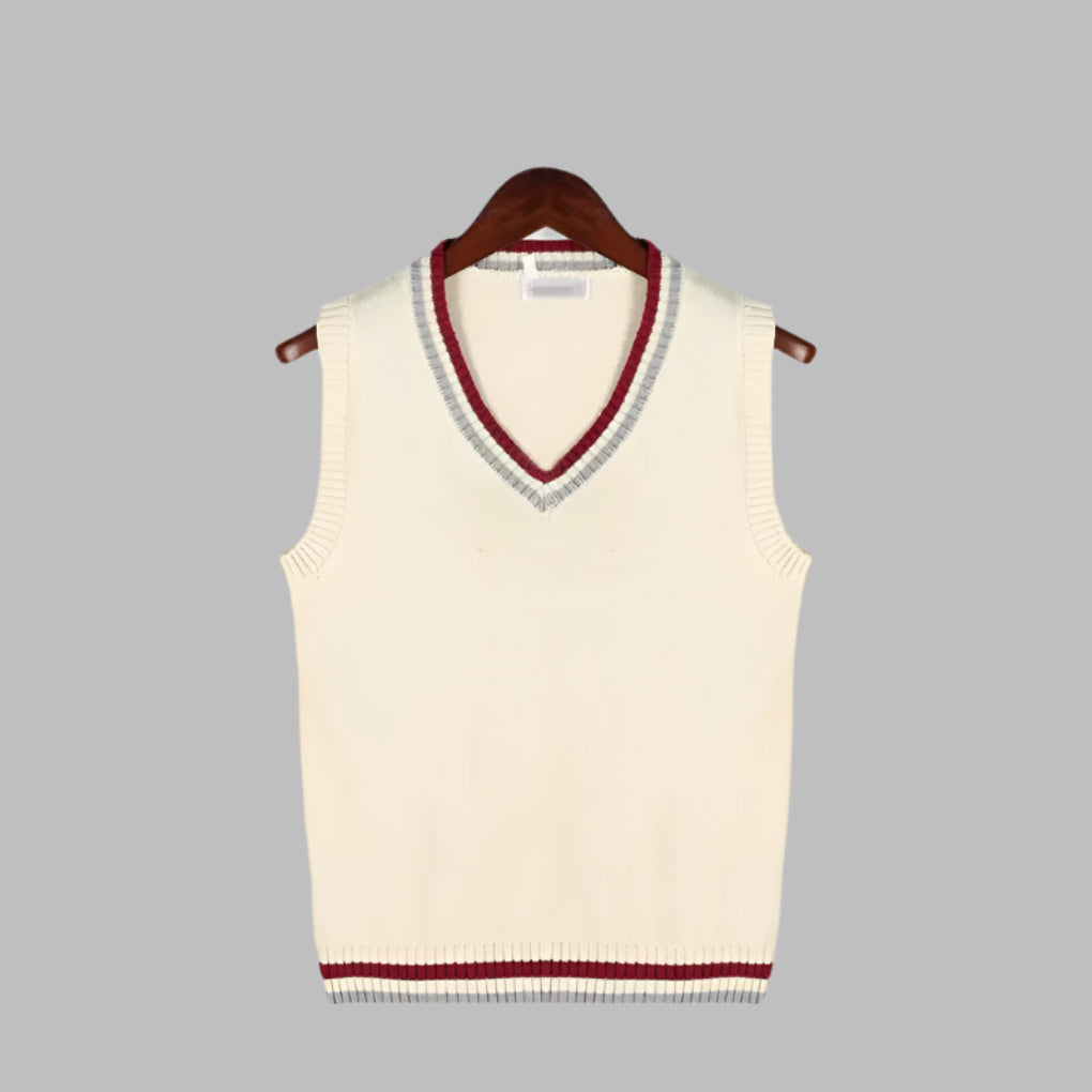 Nokmo | Men's Knit Sweater Vest with Stripe Trim