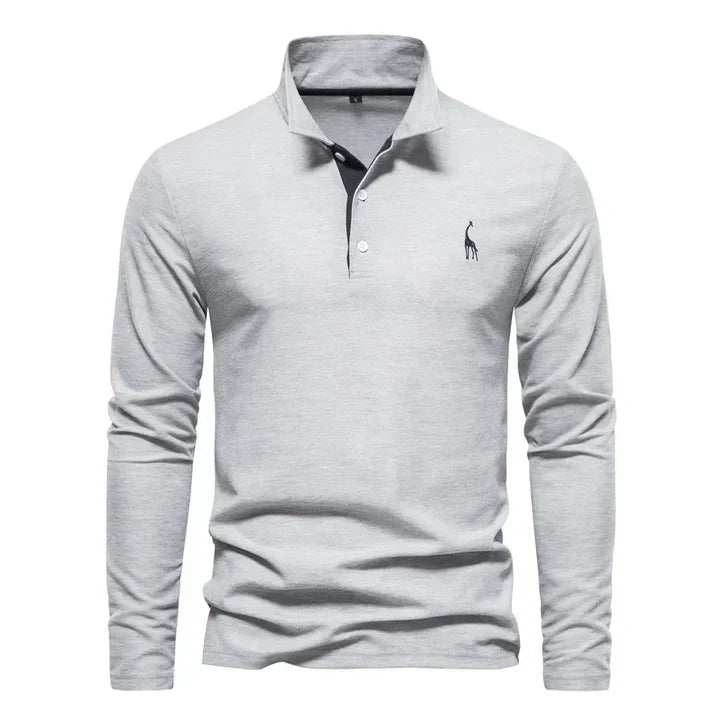 Nokmo | Men's Long Sleeve Polo Shirt with Embroidered Logo